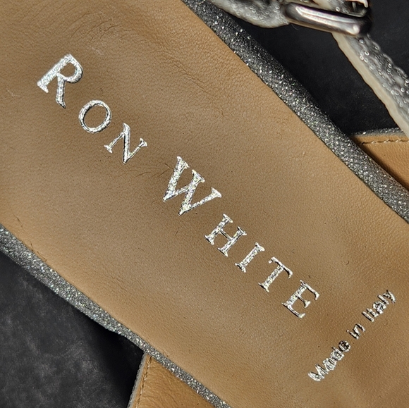 Ron White Dress Sandals 7 Silver Glitter Beverly Wedding Made Italy New $495 - Picture 12 of 15